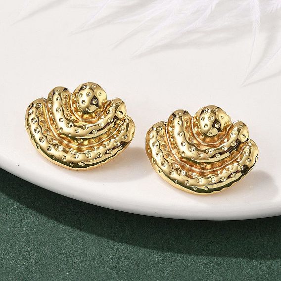 304 серьги-гвоздики из нержавеющей стали для женщин, вентилятор, ионное покрытие (ip)