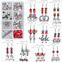 DIY Christmas Drop Earring Making Kits, Including Christmas Tree & Stocking & Wreath & Snowman Alloy Pendants & Beads, Glass Pearl Beads, Brass Earring Hooks