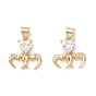 Brass Micro Pave Clear ubic Zirconia Charms, Heart