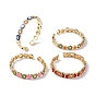 Brass Pave Cubic Zirconia Open Cuff Bangles for Women, with Enamel, Real 18K Gold Plated
