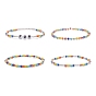 4Pcs 4 Style Word Fun Acrylic & Glass Seed Beaded Stretch Bracelets Set for Women