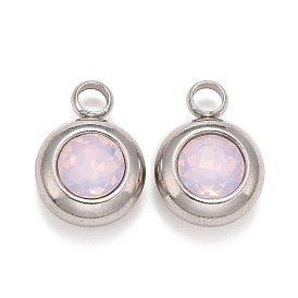 Ионное покрытие (ip) 304 подвески из нержавеющей стали, со стразами k9, плоско-круглые