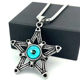 Винтажные готические ожерелья из нержавеющей стали с подвеской в виде звезды сглаза для мужчин