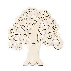 Family Tree Wood Cutout, Blank Wooden Tree Shape for DIY Crafts
