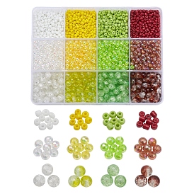 DIY Round Beads Jewelry Making Finding Kit, Including Glass Seed Beads, Transparent Acrylic Beads, Crackle Glass Beads