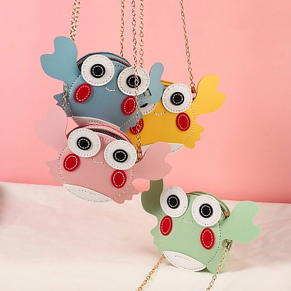 DIY Cartoon Crab Knitting Crossbody Bags Set, Including PU Leather Bag Materials