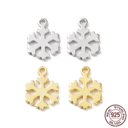 Rhodium Plated 925 Sterling Silver Charms, Snowflake Charm