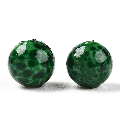 Handmade Normal Lampwork Beads, Round with Fleck