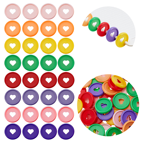 60шт 6 цвета сердце пластиковый вкладыш кольцо круглый папка диски, кольцо для переплета блокнота с грибовидным отверстием, расширительные диски для добавления дополнительных страниц, заметки или иллюстрации