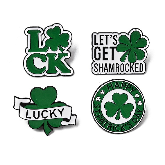 Броши из сплава с эмалью ко Дню Святого Патрика, клевер