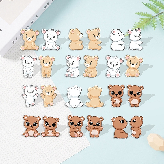 Пластиковые серьги-гвоздики в виде медведя для женщин