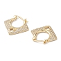 Rhombus with Heart Clear Cubic Zirconia Hoop Earrings, Brass Jewelry for Women