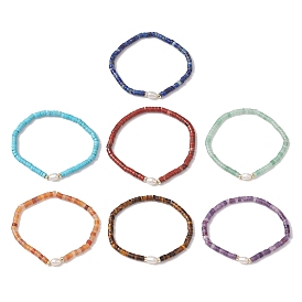 Natural Gemstone and Pearl Beads Btacelets, Strech Bracelets