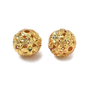 Латунные микро проложить кубического циркония бусы, полый круглый, без кадмия и без свинца, стойки покрытие