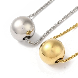 304 Stainless Steel Round Pendant Necklaces