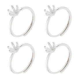 4шт. латунные регулируемые кольца, установка кольца-солитера, зубчатые кольца для драгоценных камней