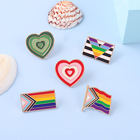 Rainbow Heart Flag Badge - Versatile Cartoon Design for Accessories and Decor