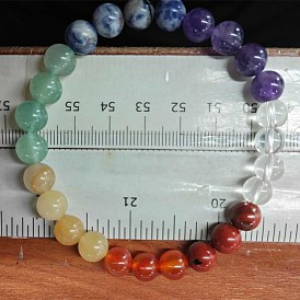 8 Bracelets extensibles en pierres précieuses naturelles de 1 mm, ronde
