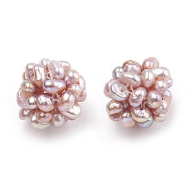 Handmade Natural Pearl Woven Beads, Ball Cluster Beads, Round