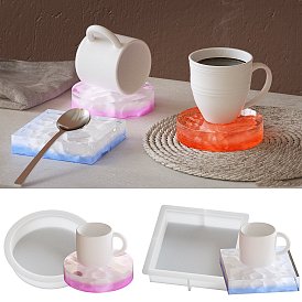 Cup Mat Silicone Molds, Resin Casting Coaster Molds, For UV Resin, Epoxy Resin Craft Making, White