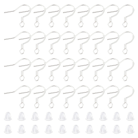 100 шт. 304 крючки для серег из нержавеющей стали, французские крючки с катушкой и шариком, с 100 пластиковыми ушными гайками