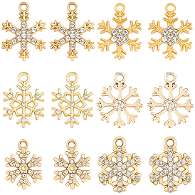 36шт 6 стили подвески со стразами из сплава, прелести снежинки