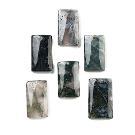 Natural Moss Agate Pendants, Rectangle Charms