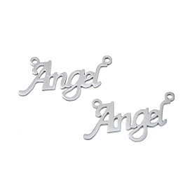 304 Stainless Steel Connector Charms, Word Angel