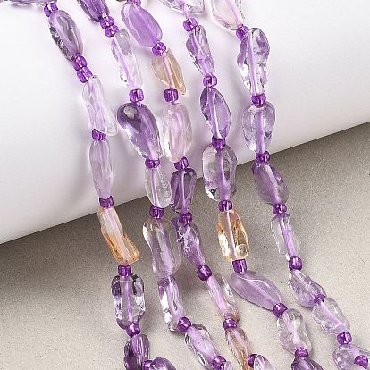 Природные Аметрин бисер нитей, самородки, класс А, с бисером