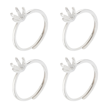 4шт. латунные регулируемые кольца, установка кольца-солитера, зубчатые кольца для драгоценных камней