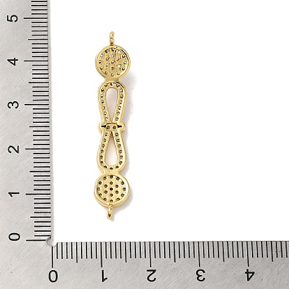 Rack Plating Brass Micro Pave Clear Cubic Zirconia Connector Charms, Knot Links, Long-Lasting Plated, Lead Free & Cadmium Free