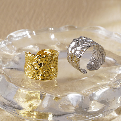 Старинные нерегулярные кованые широкие открытые манжеты из нержавеющей стали для женщин