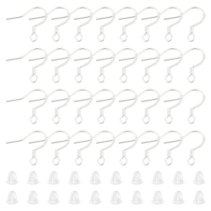 100 шт. 304 крючки для серег из нержавеющей стали, французские крючки с катушкой и шариком, с 100 пластиковыми ушными гайками