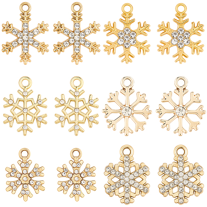 36шт 6 стили подвески со стразами из сплава, прелести снежинки