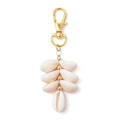Подвески из натуральных ракушек каури, Поворотные застежки-лобстеры из сплава, подвески для украшений сумок