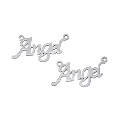 304 Stainless Steel Connector Charms, Word Angel