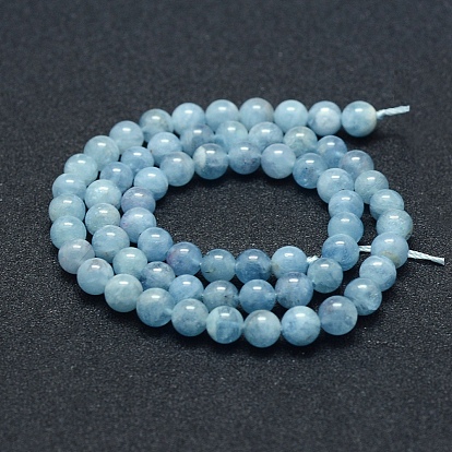 Natural Aquamarine Beads Strands, Grade AB+, Round