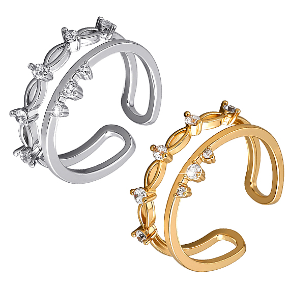 2 шт. 2 цвета регулируемые кольца-манжеты из сплава со стразами для женщин