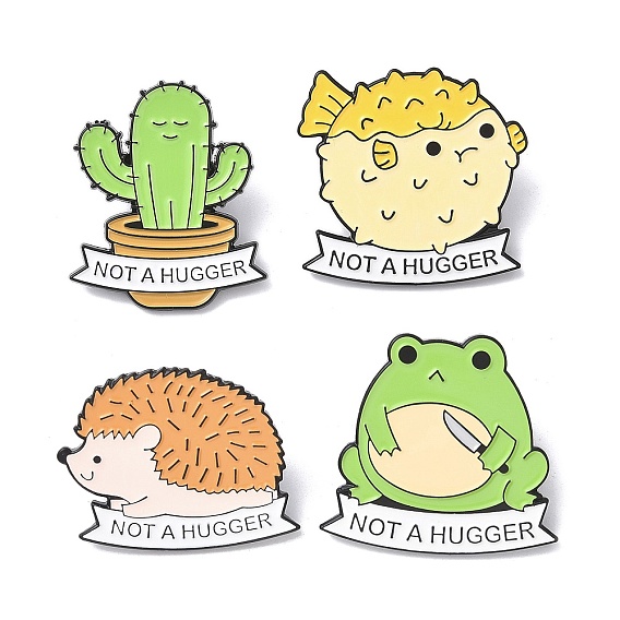 Не обнимашка эмалевые булавки, Задняя часть булавки из цинкового сплава для рюкзака, чёрные