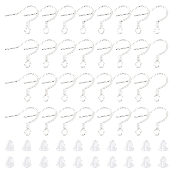 100 шт. 304 крючки для серег из нержавеющей стали, французские крючки с катушкой и шариком, с 100 пластиковыми ушными гайками