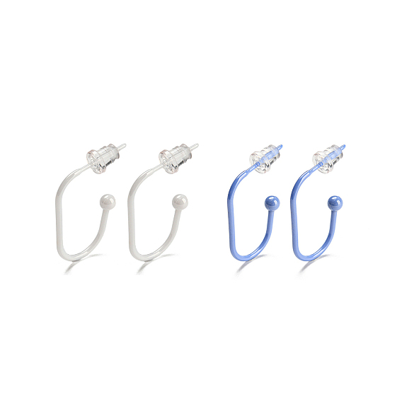 Hypoallergenic Bioceramics Zirconia Ceramic Oval Stud Earrings, Half Hoop Earrings, No Fading and Nickel Free