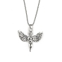 201 Stainless Steel Chain, Zinc Alloy Pendant Necklaces, Angel