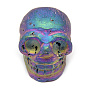 Electroplated Natural Druzy Geode Agate Home Display Decorations, Matte Style, Skull