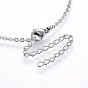 304 Stainless Steel Pendant Necklaces, with Cable Chains and Lobster Claw Clasps, Wave