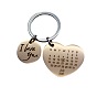 Stainless Steel Pendants Keychain, with Key Rings, Heart with Calendar & Flat Round with Word I Love You