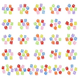 Прозрачные акриловые бусины, окрашенные спреем, куб с письмом, разноцветные