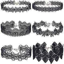 Комплект черного кружевного ожерелья - готическая цепочка-колье для женщин