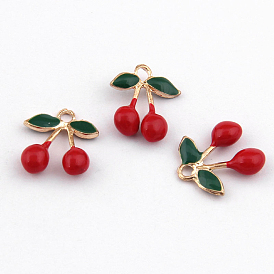 Alloy Enamel Pendants, Cherry