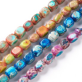 Natural Regalite/Imperial Jasper/Sea Sediment Jasper Beads Strands, Dyed, Cuboid