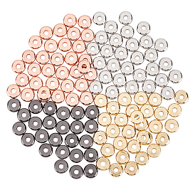 120Pcs 4 Style Brass Spacer Beads, Disc